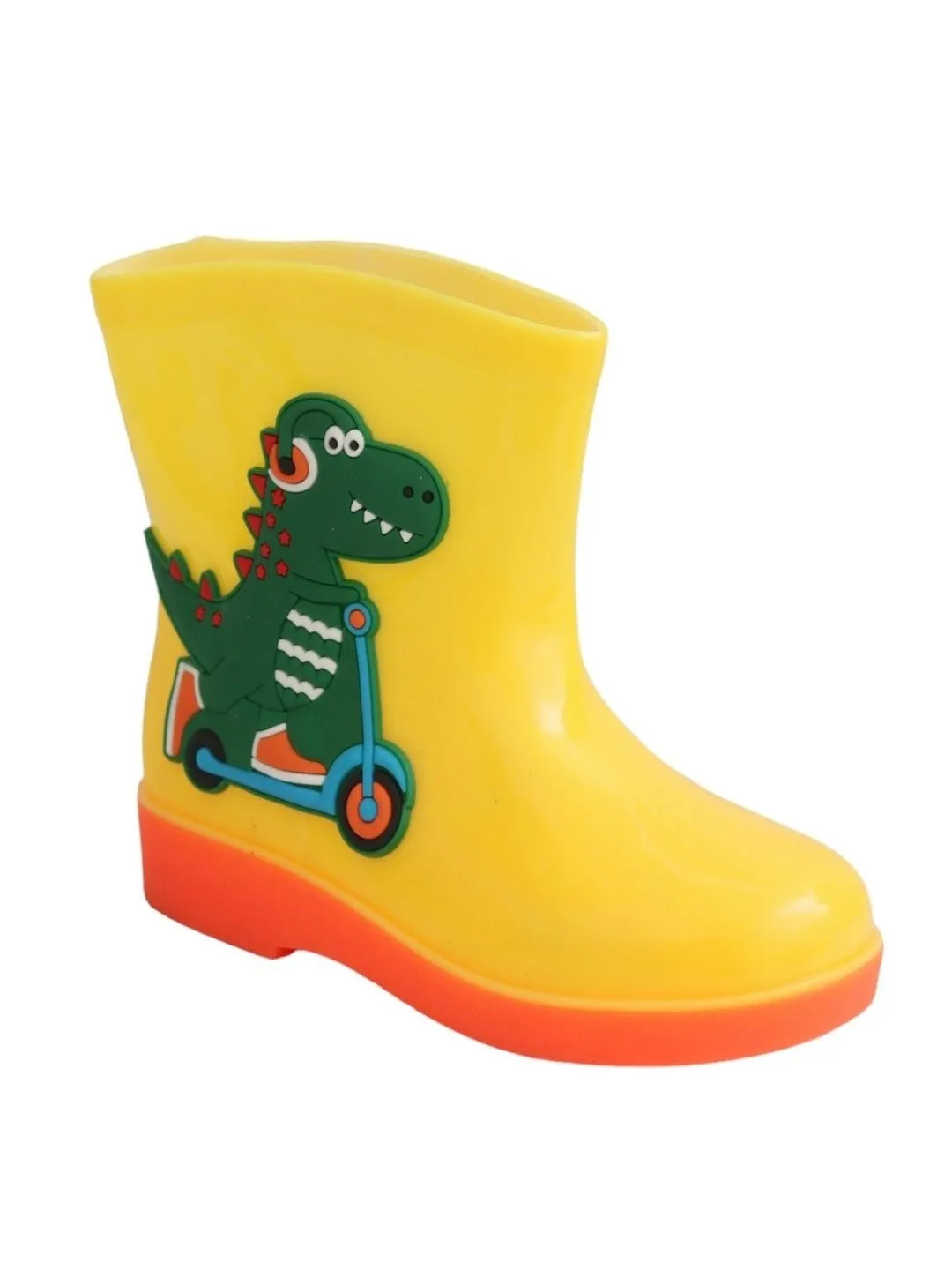 Adventurous  Dino Themed Yellow Rain Boots For Boys