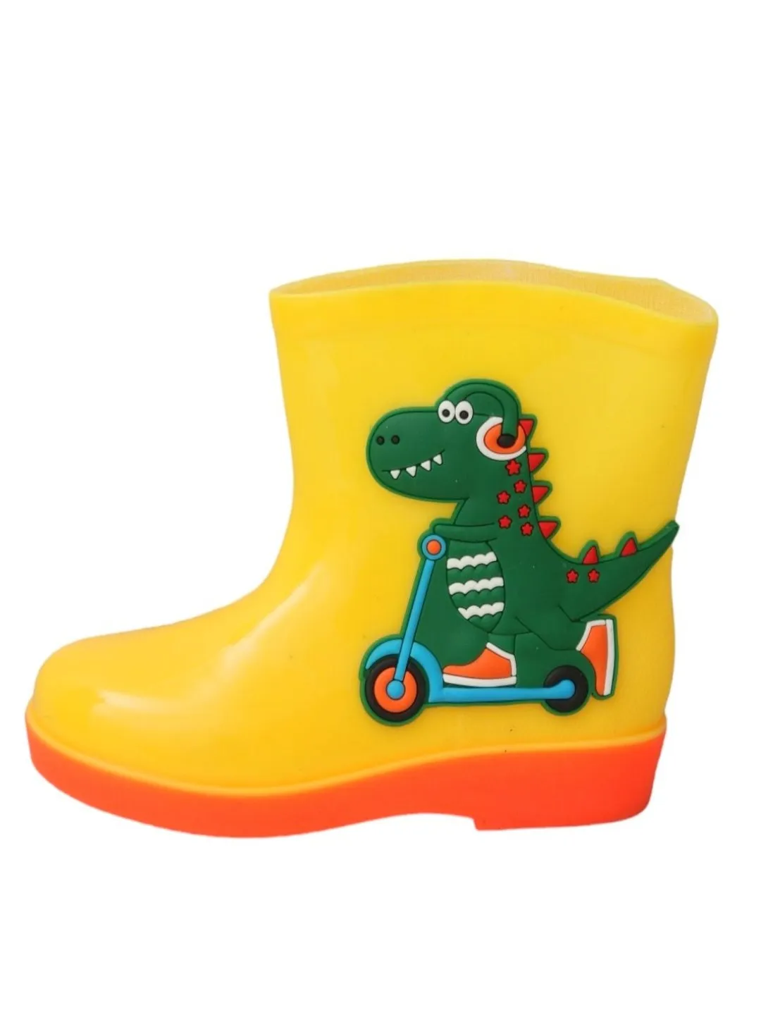Adventurous  Dino Themed Yellow Rain Boots For Boys