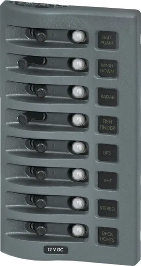 Blue Sea Water Resistant Circuit Breaker Panel 8 Switch 4378 | 24