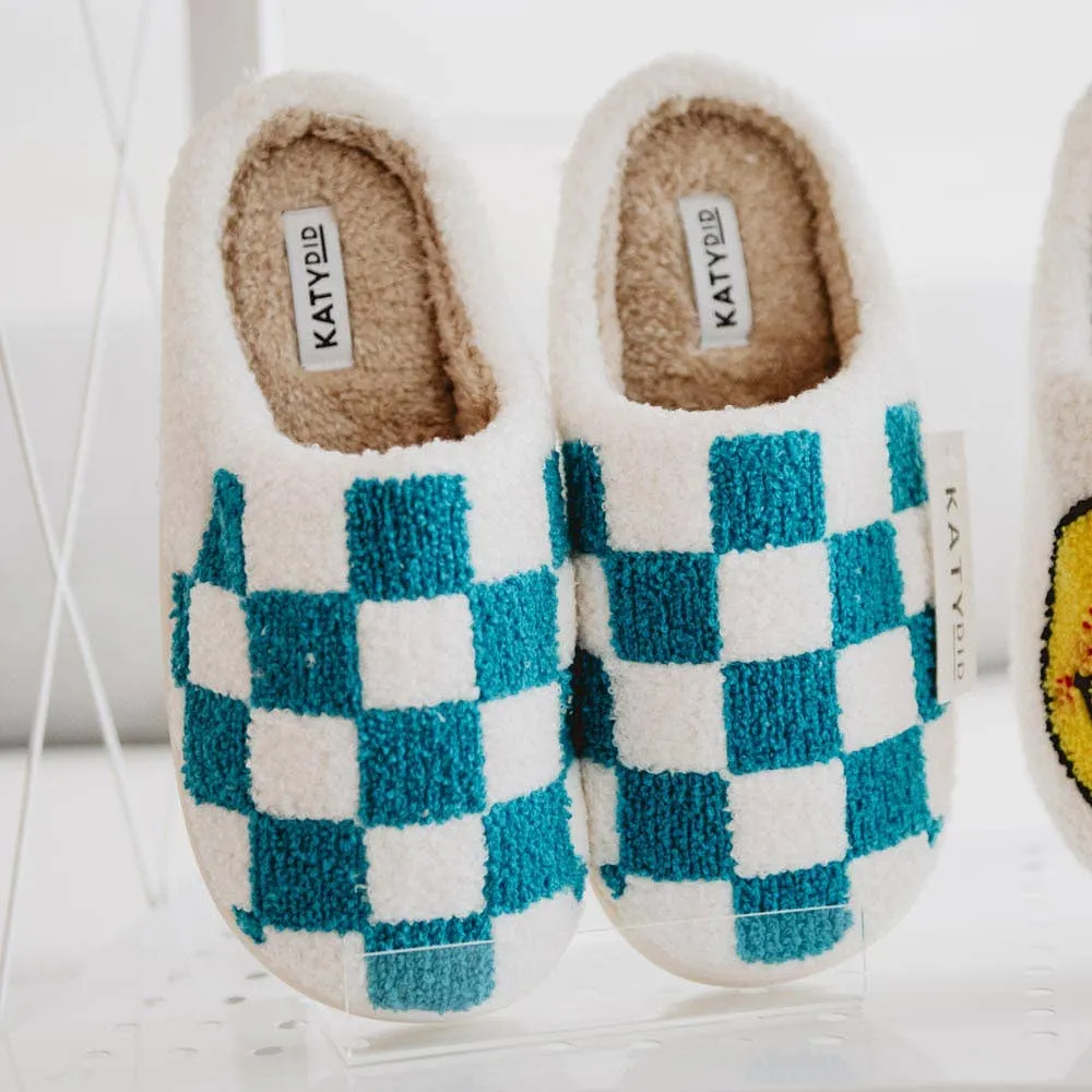 Chaussons - Carreaux turquoise