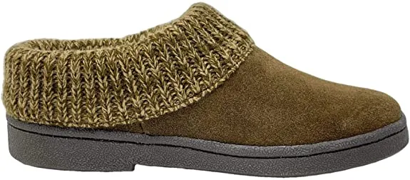 Clarks knitted Collar Winter Clog Slippers SAGE (7, SAGE)