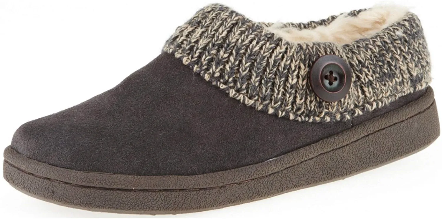 Clarks Women's Knit Scuff Leather Slipper Mules Sweater Cuff Clog (10, Grey)