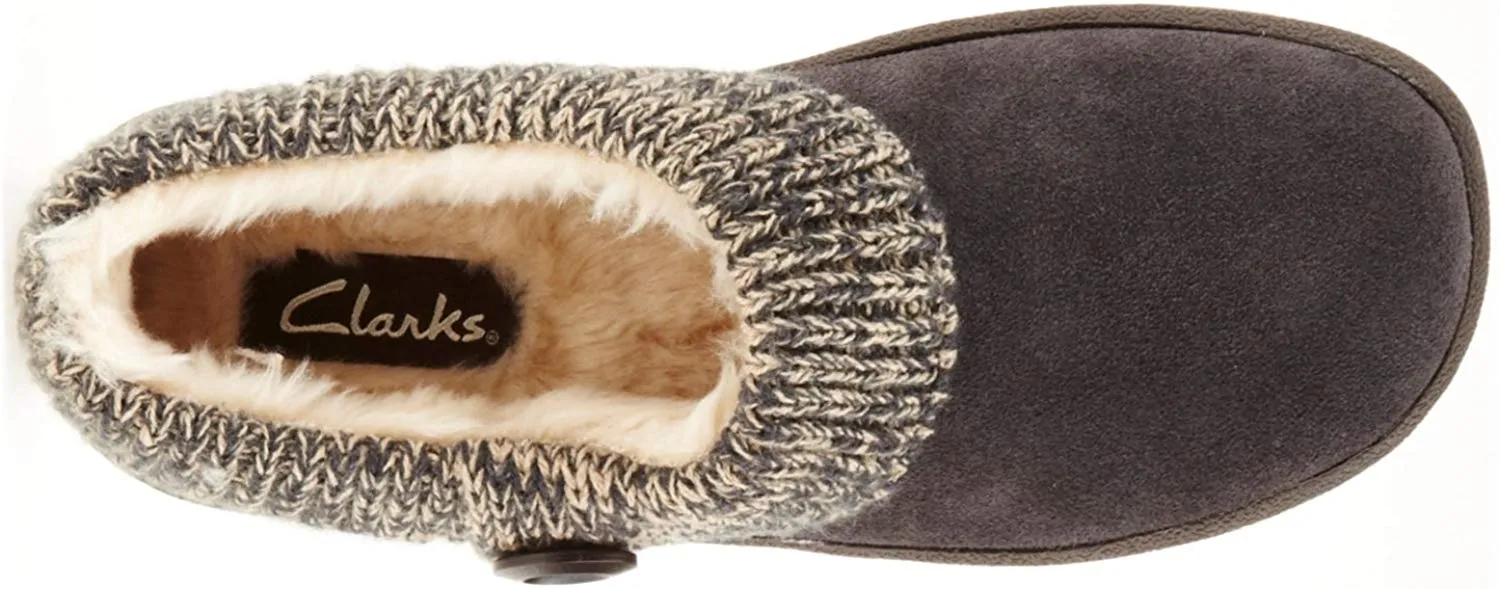 Clarks Women's Knit Scuff Leather Slipper Mules Sweater Cuff Clog (10, Grey)