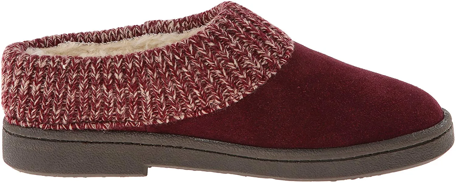 Clarks Women's Knit Scuff Leather Slipper Mules Sweater Cuff Clog (7, Berry)