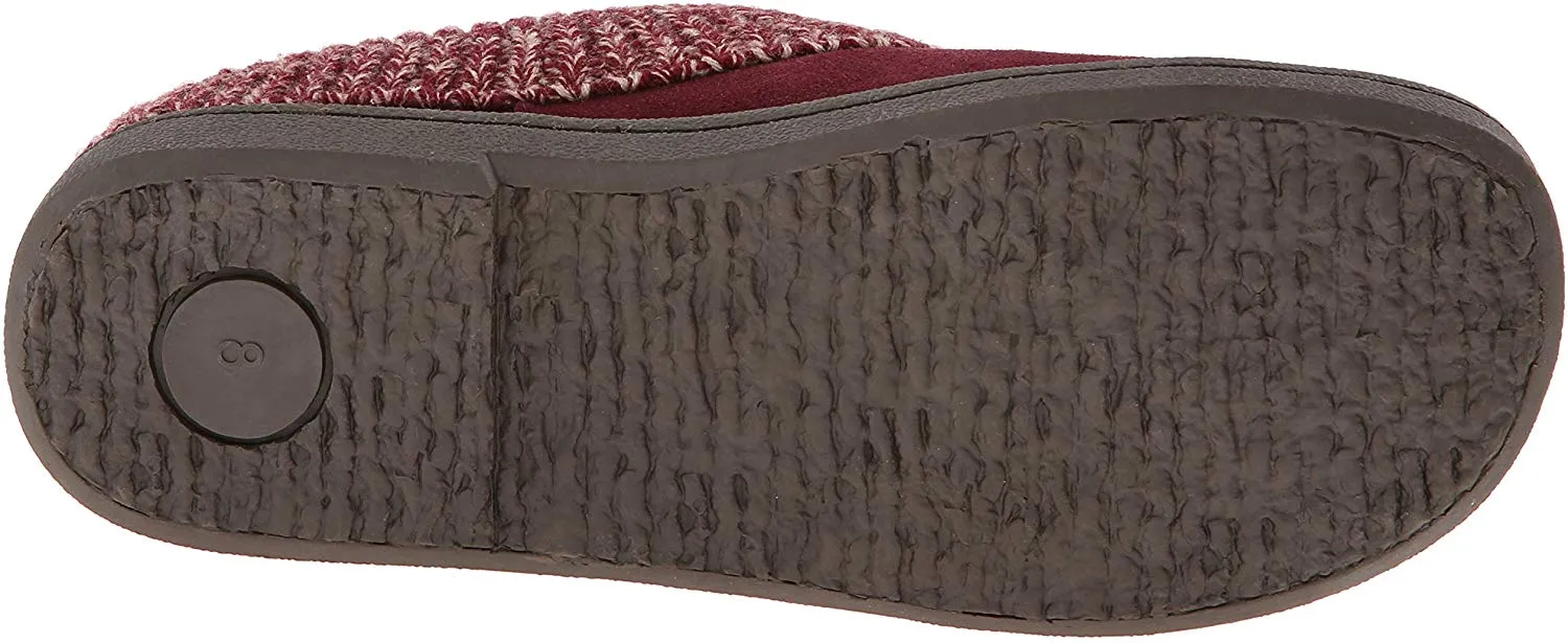 Clarks Women's Knit Scuff Leather Slipper Mules Sweater Cuff Clog (7, Berry)
