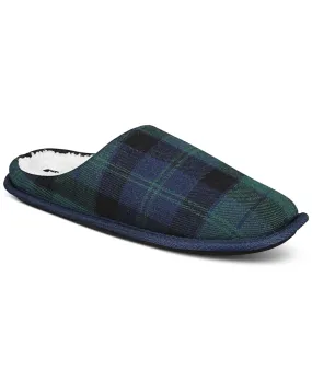 Club Room Men's Jake Plaid Slip On Slippers Blue Green Small  6 to 7