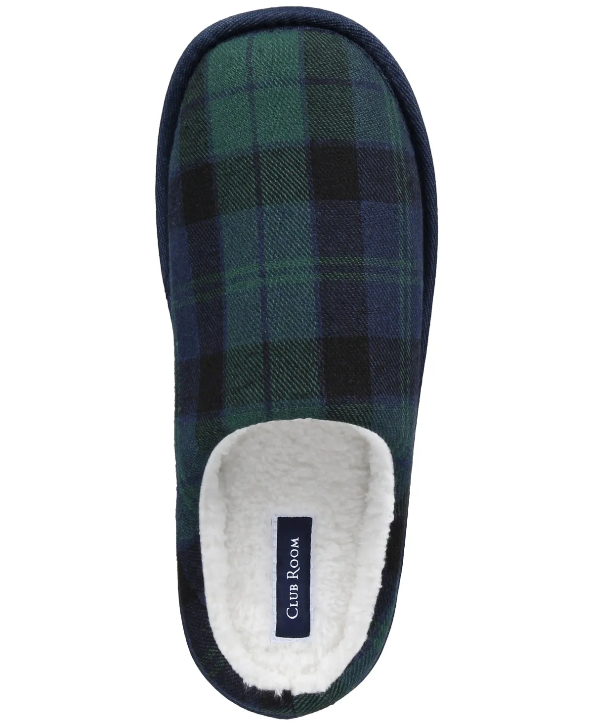 Club Room Men's Jake Plaid Slip On Slippers Blue Green Small  6 to 7