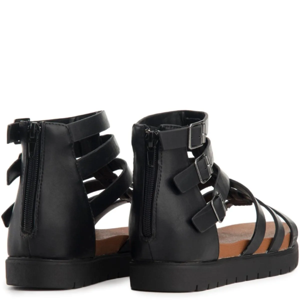 Dewey-25S Strappy Flat Sandal Black