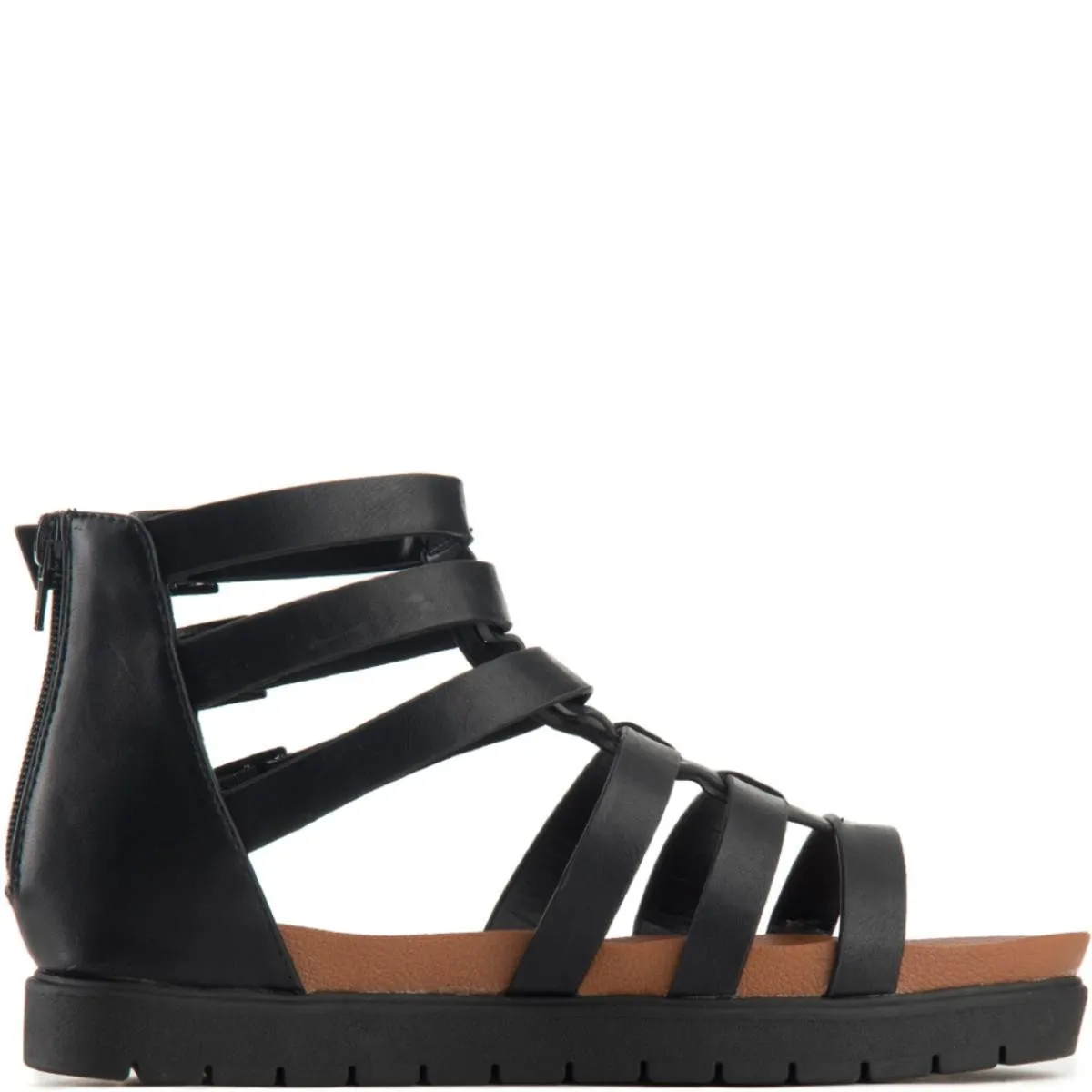 Dewey-25S Strappy Flat Sandal Black