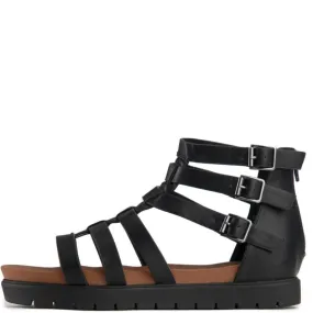 Dewey-25S Strappy Flat Sandal Black