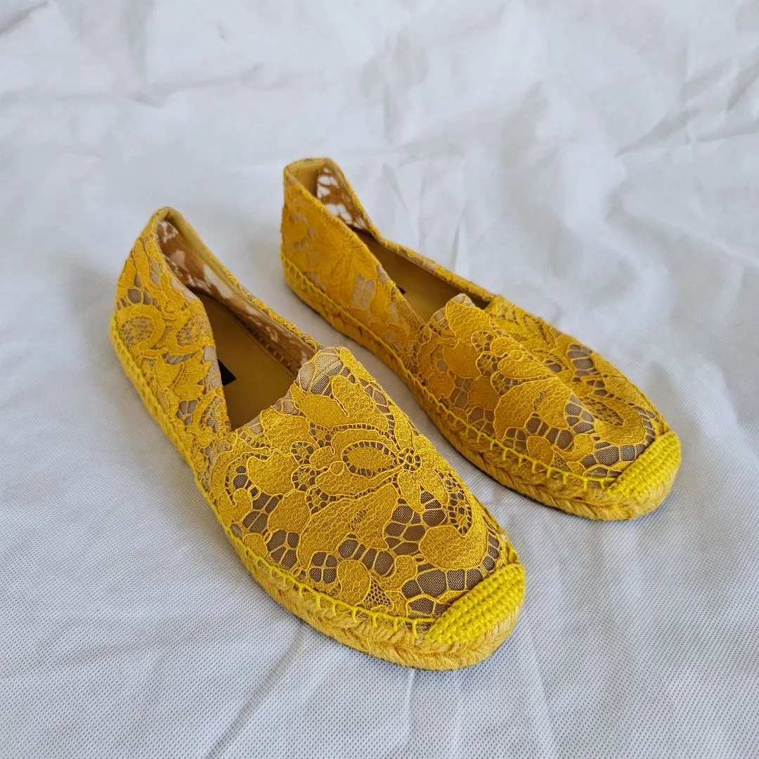 Dolce & Gabanna yellow lace espadrilles