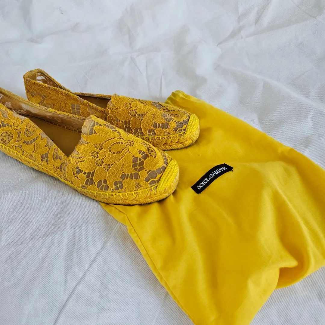 Dolce & Gabanna yellow lace espadrilles