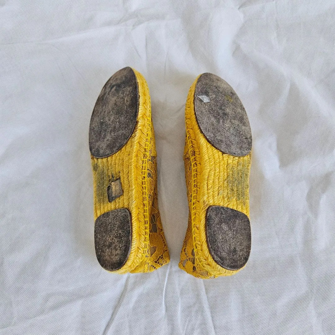 Dolce & Gabanna yellow lace espadrilles