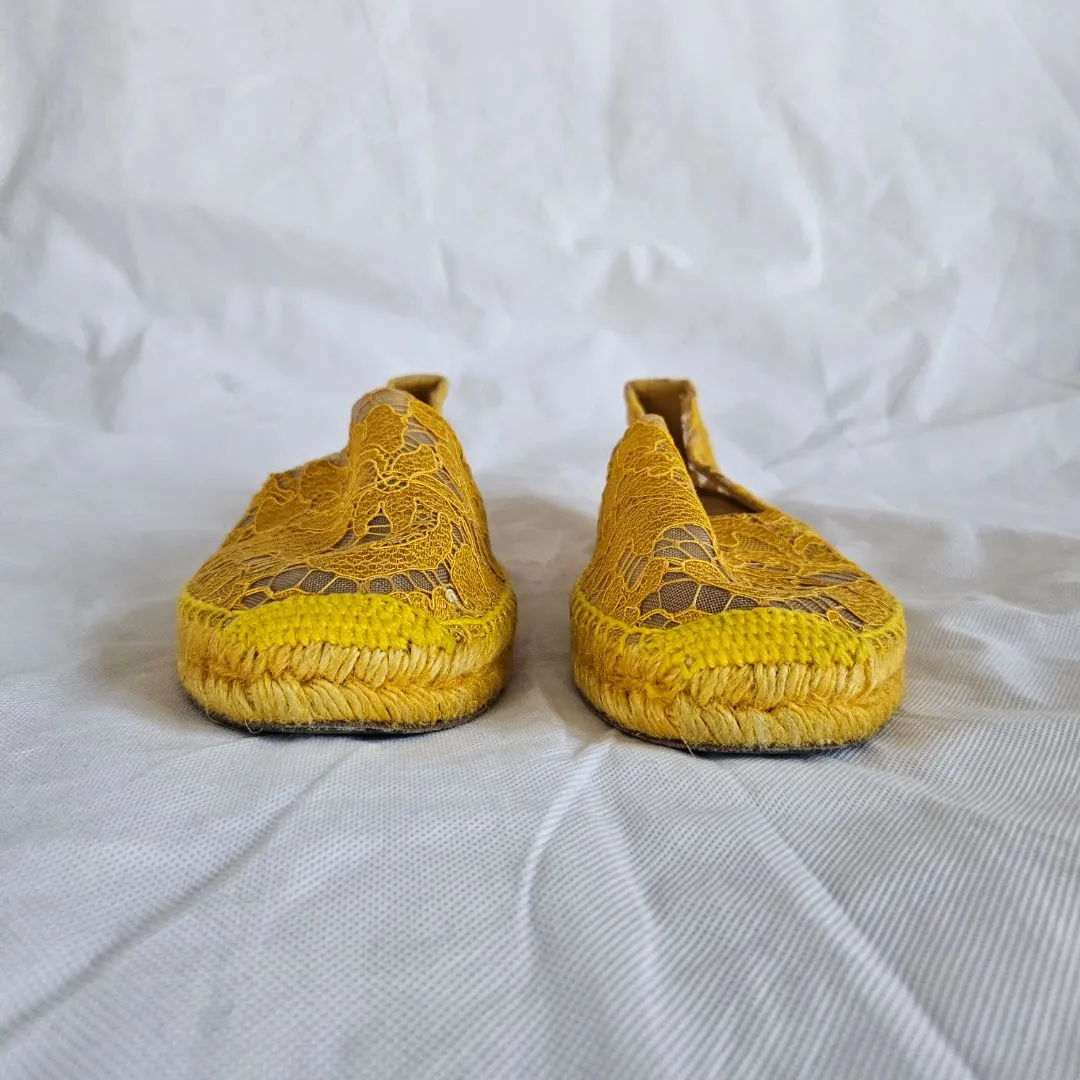 Dolce & Gabanna yellow lace espadrilles