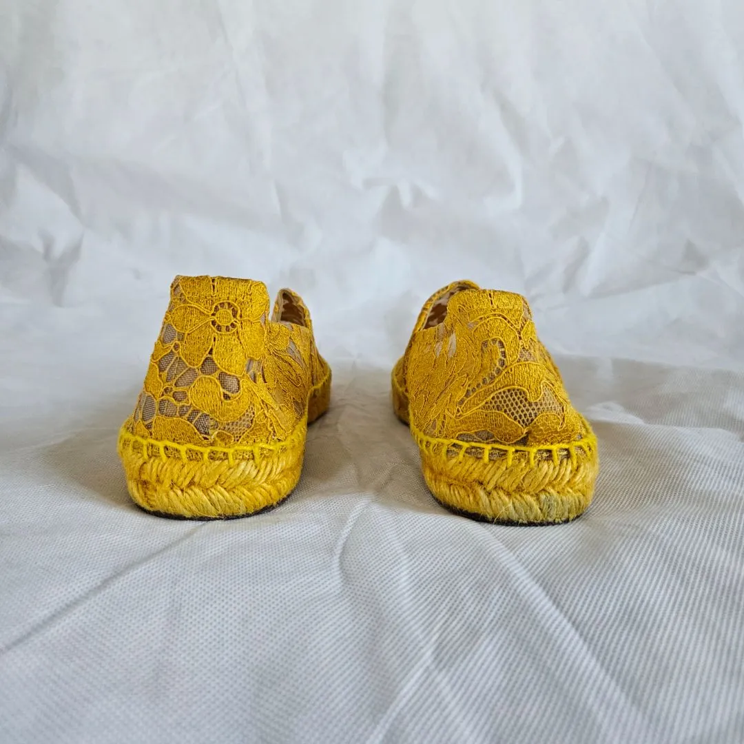 Dolce & Gabanna yellow lace espadrilles