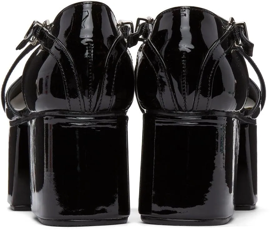Flat Apartment Black Criss-Cross Strap Platform Ballerina Flats