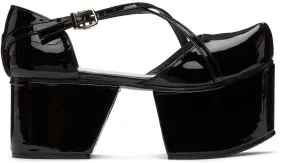 Flat Apartment Black Criss-Cross Strap Platform Ballerina Flats