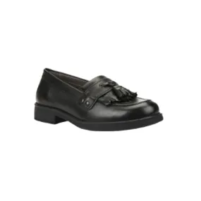 Geox Agata - Black Smooth Leather Loafer School Shoe
