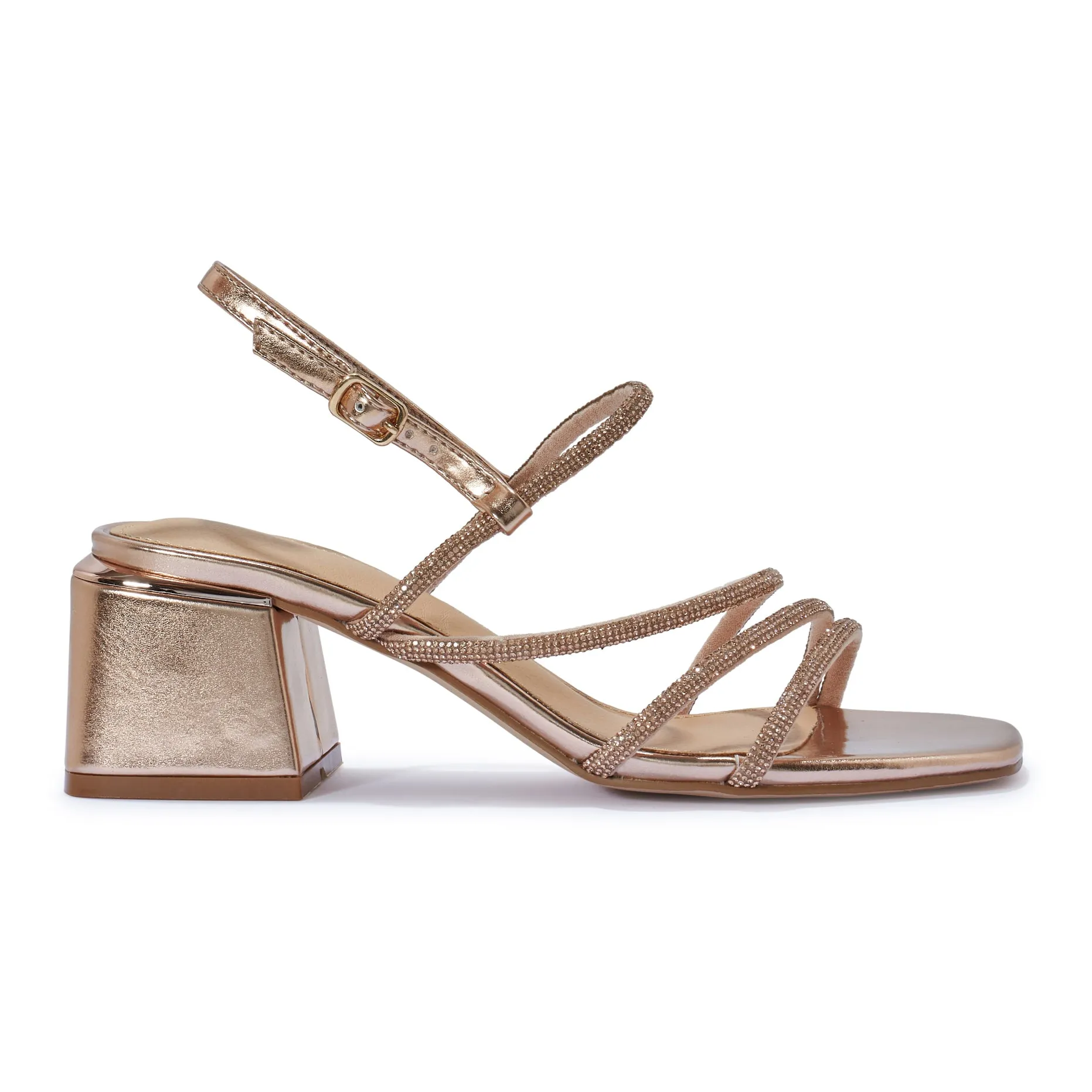 HIPPO1 BLOCK HEEL CLIP DIAMANTE STRAPPY SANDAL