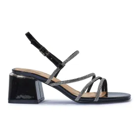 HIPPO1 BLOCK HEEL CLIP DIAMANTE STRAPPY SANDAL