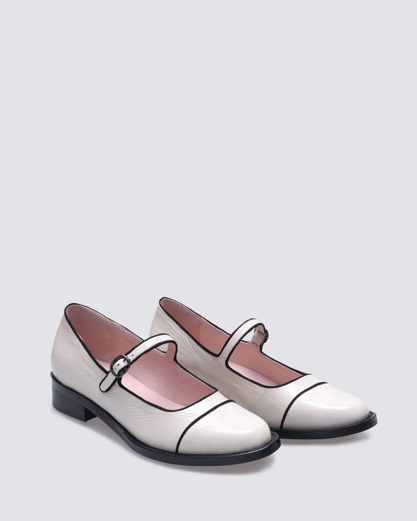 JUICY MARYJANE FLATS ECRU PATENT LEATHER