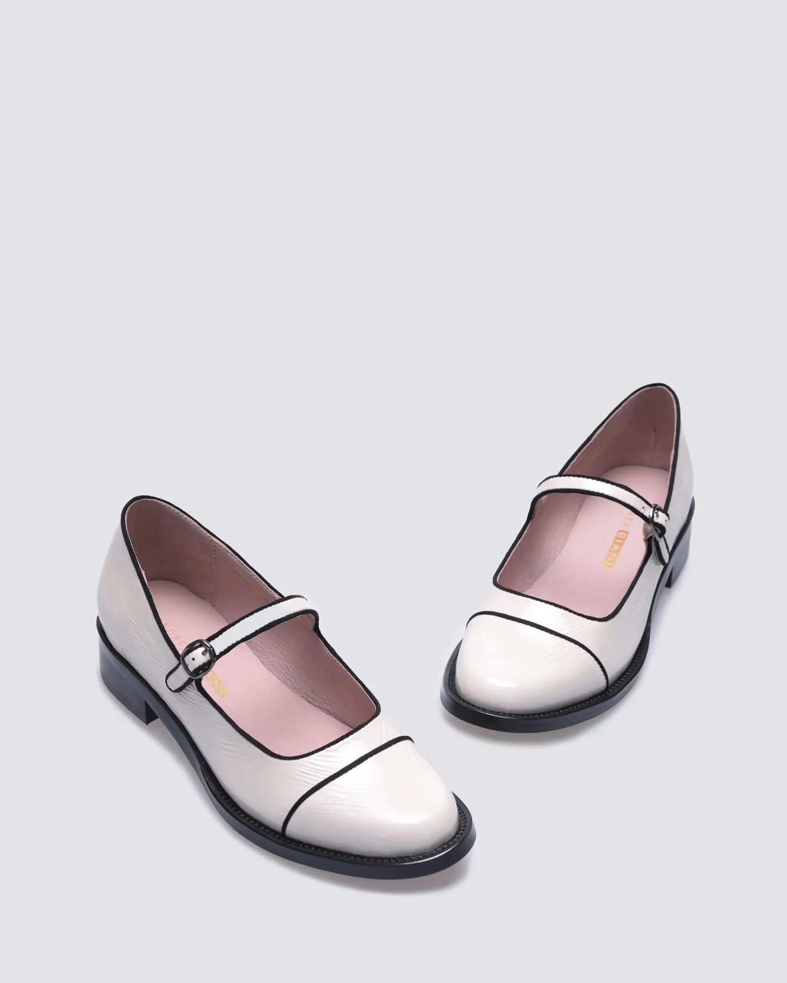 JUICY MARYJANE FLATS ECRU PATENT LEATHER