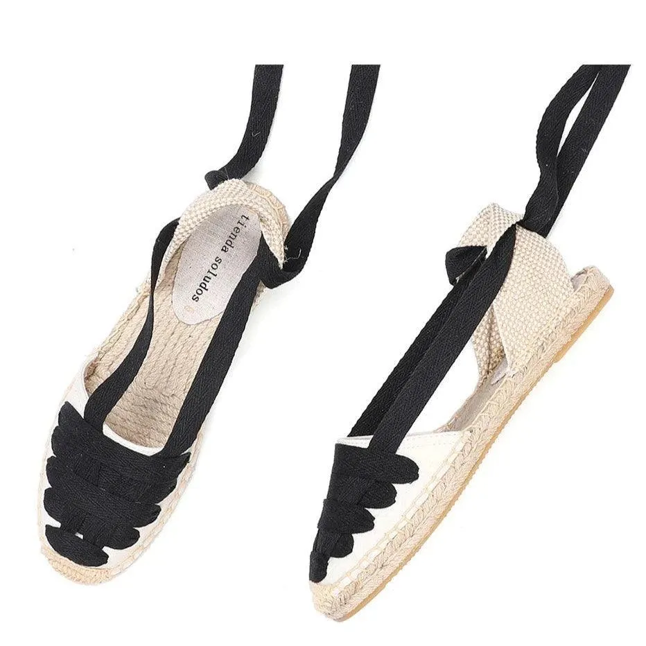 Lace-Up Espadrille Sandals - Beige