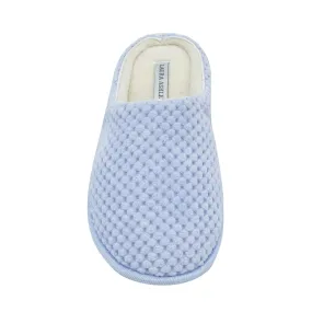 Laura Ashley Ladies Clog Style Spa Slippers with Memory Foam Insole in Pool Party Blue, Size XL