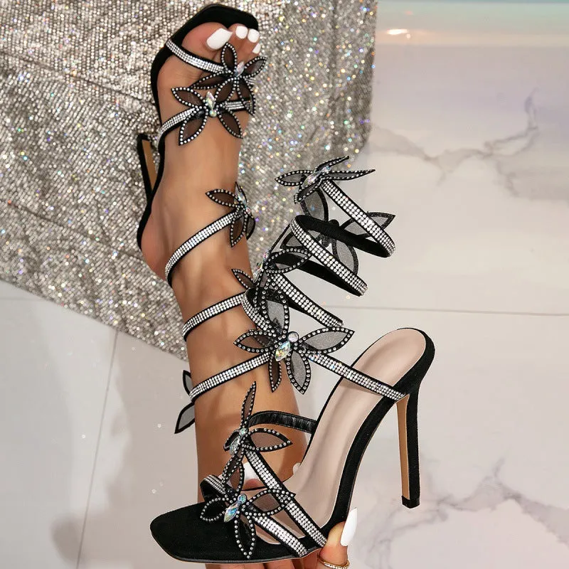 Melody Butterfly Rhinestone Strappy Sandals
