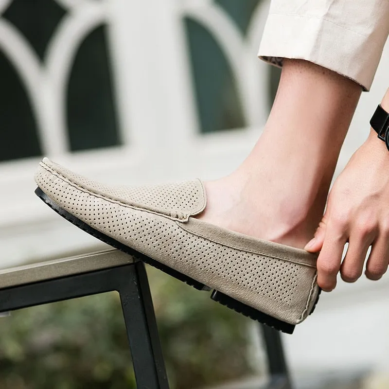 Men's Loafers - Genuine Leather, Breathable, Suede Moccasins - M4