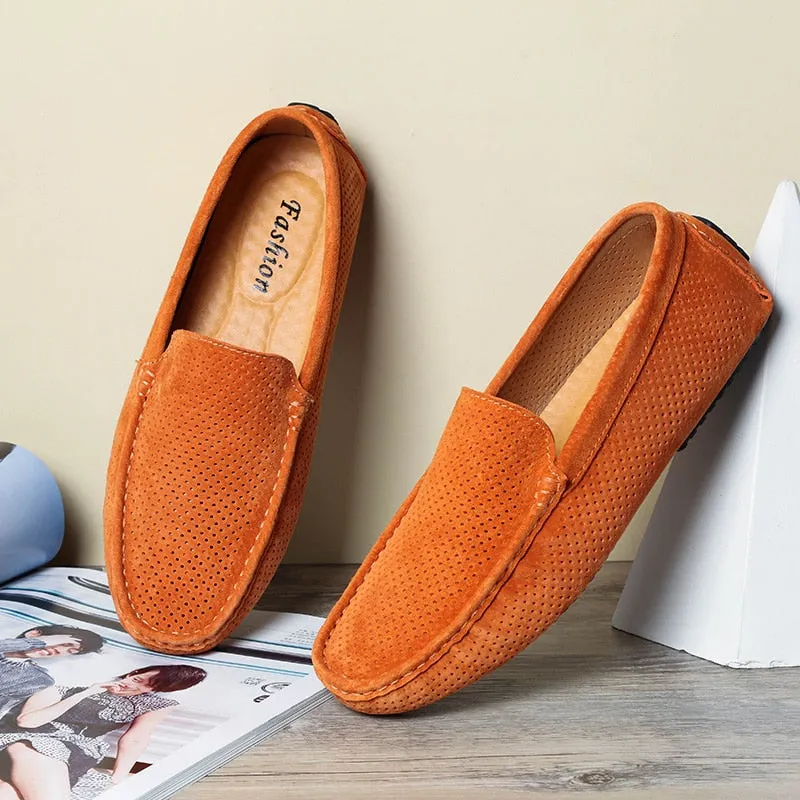 Men's Loafers - Genuine Leather, Breathable, Suede Moccasins - M4