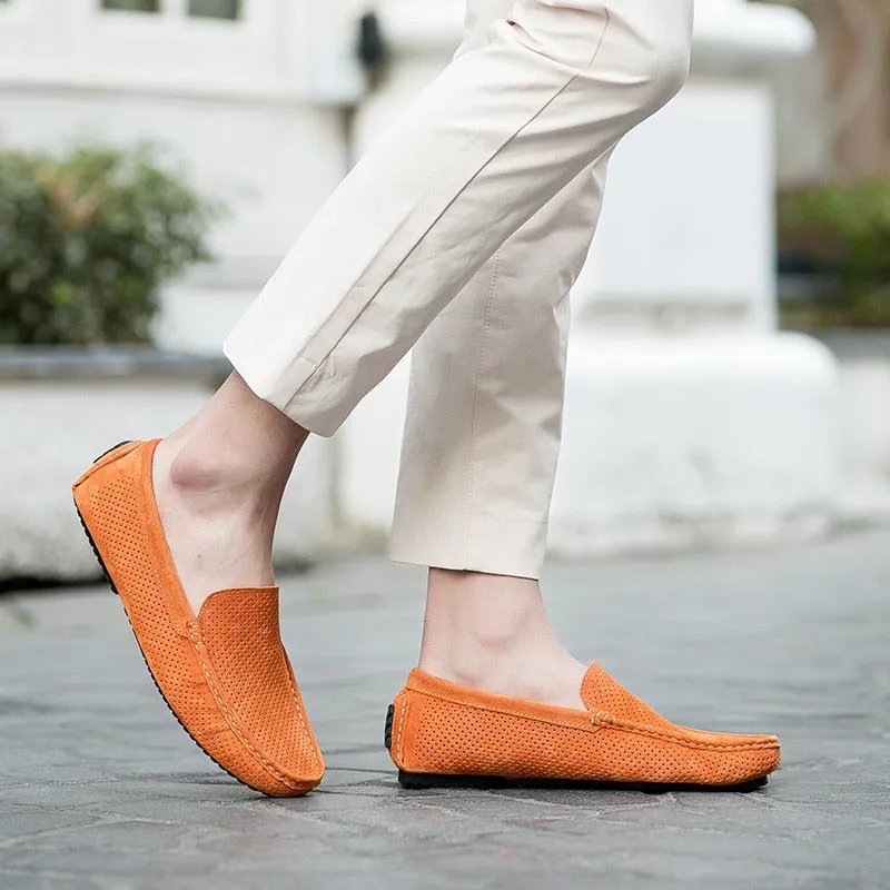 Men's Loafers - Genuine Leather, Breathable, Suede Moccasins - M4