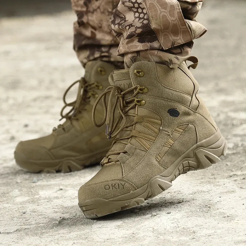 Military Ankle Boots Genuine Leather Tactical Man Boots