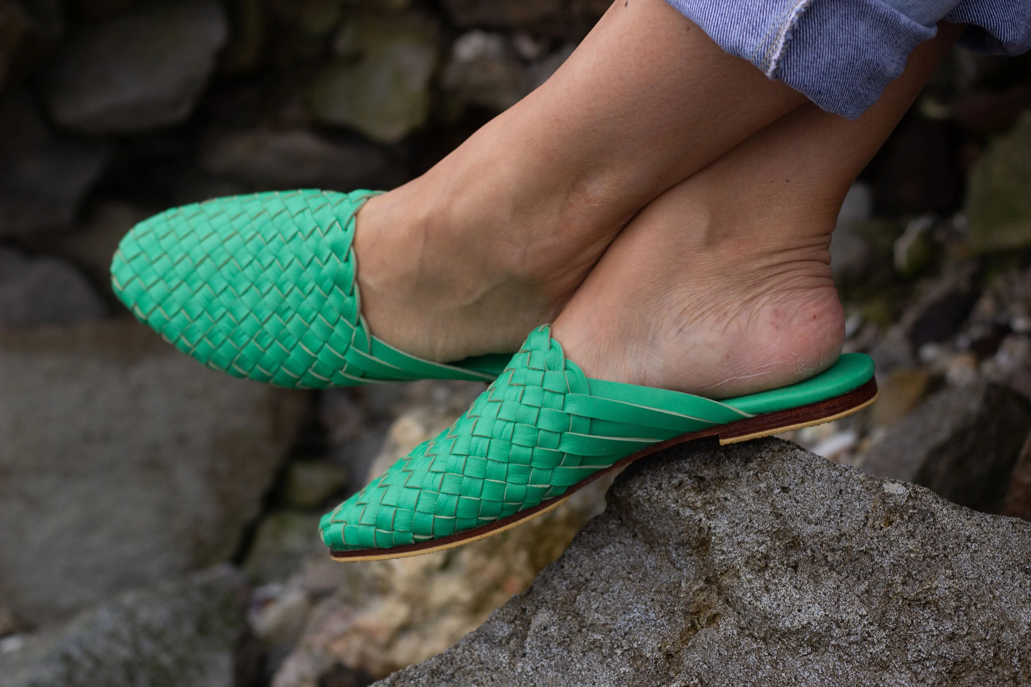 Nyah Woven Mule Green