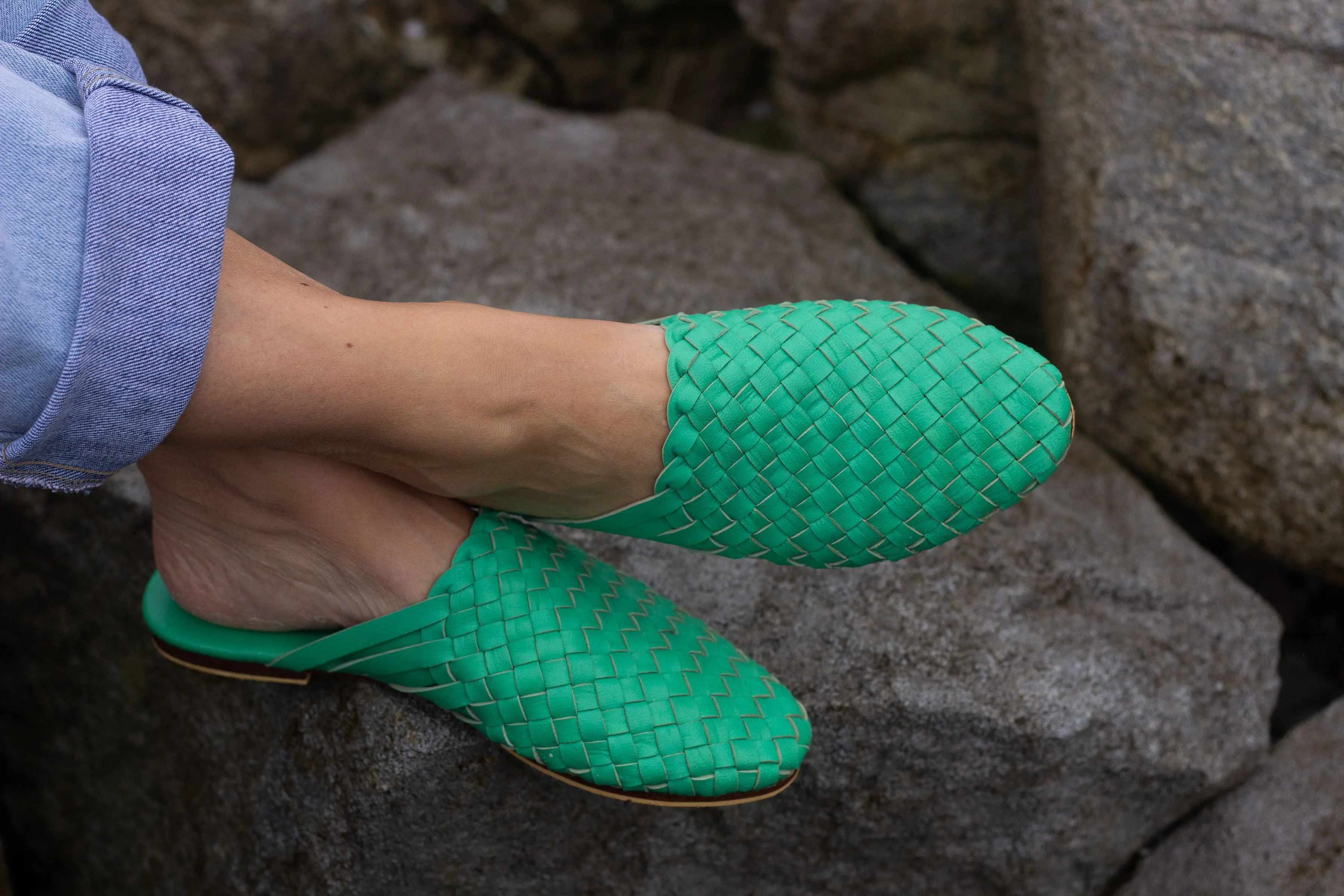 Nyah Woven Mule Green