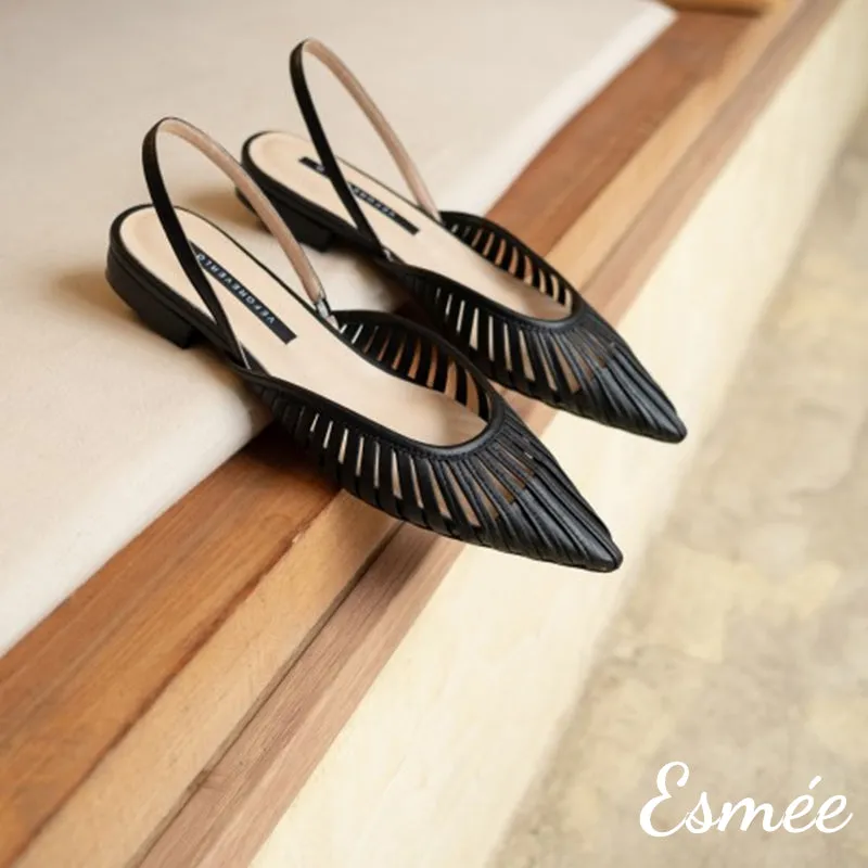 Slingback Flat Mules in Lambskin Leather
