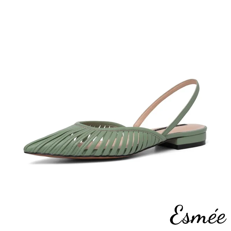 Slingback Flat Mules in Lambskin Leather
