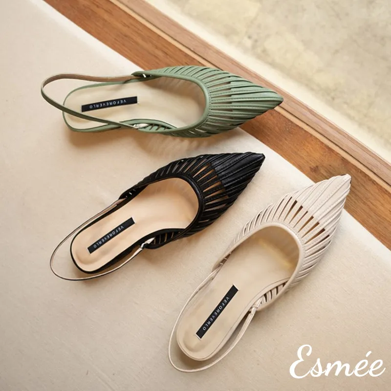 Slingback Flat Mules in Lambskin Leather