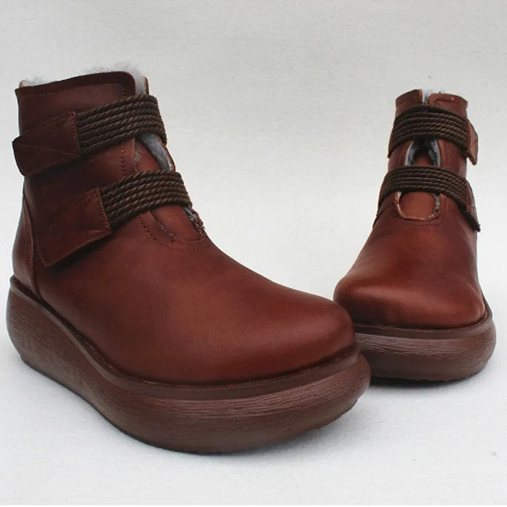 Soft Fur Liner Comfy Wedge Winter Boots
