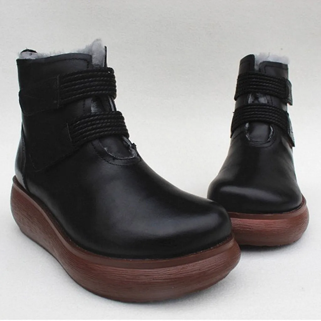 Soft Fur Liner Comfy Wedge Winter Boots