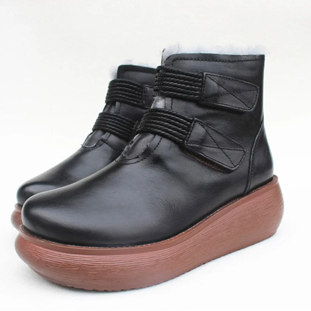 Soft Fur Liner Comfy Wedge Winter Boots