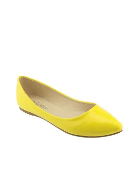 Solid Glossy Surface Pointed Toe Flats