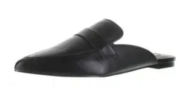 Steve Madden Flavor Black Leather Slip On Pointed Toe Fashion Flat Sandals Mules