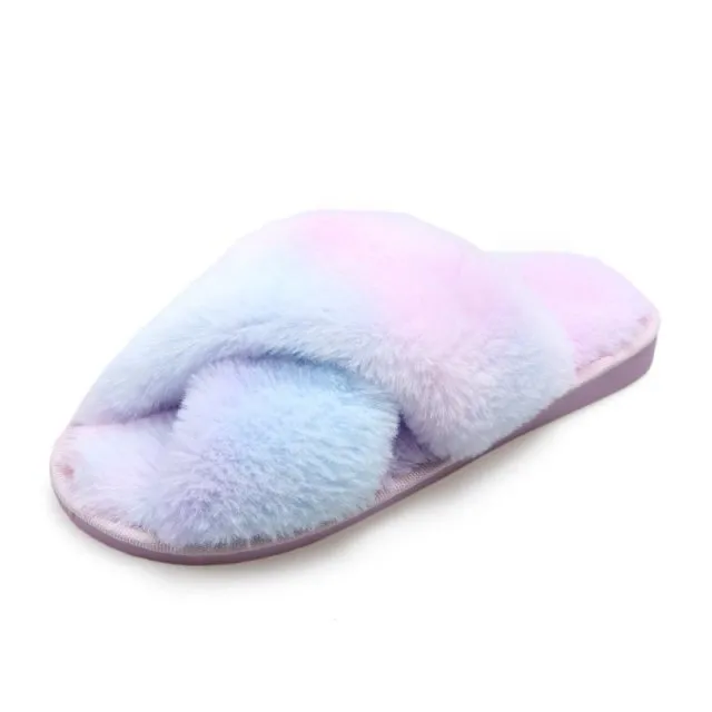 Tie-dye Colored Fluffy Plush Slippers