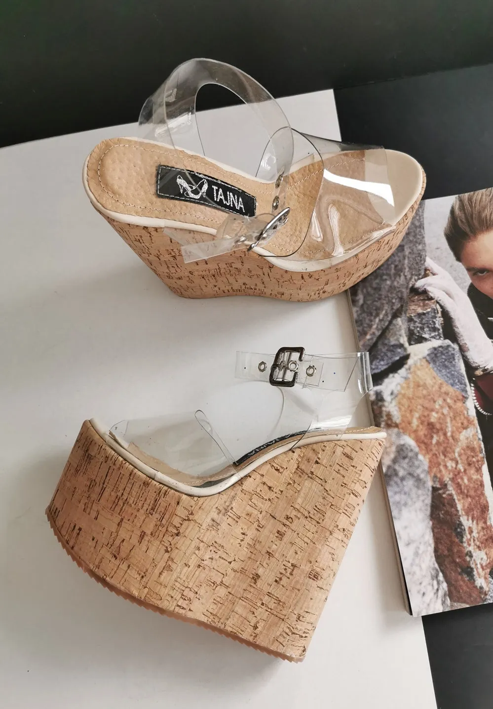 Transparent Strap Wedge Sandals