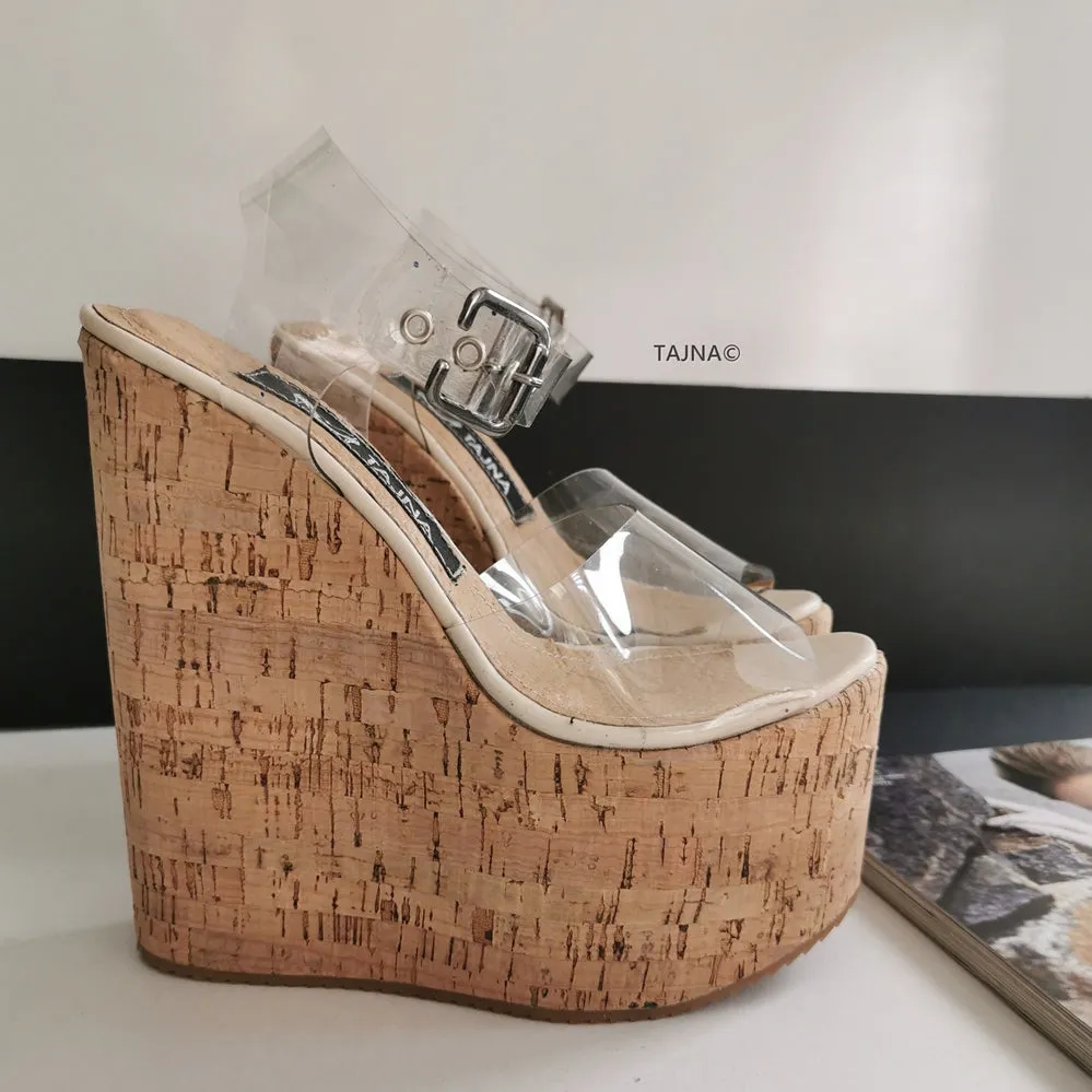 Transparent Strap Wedge Sandals