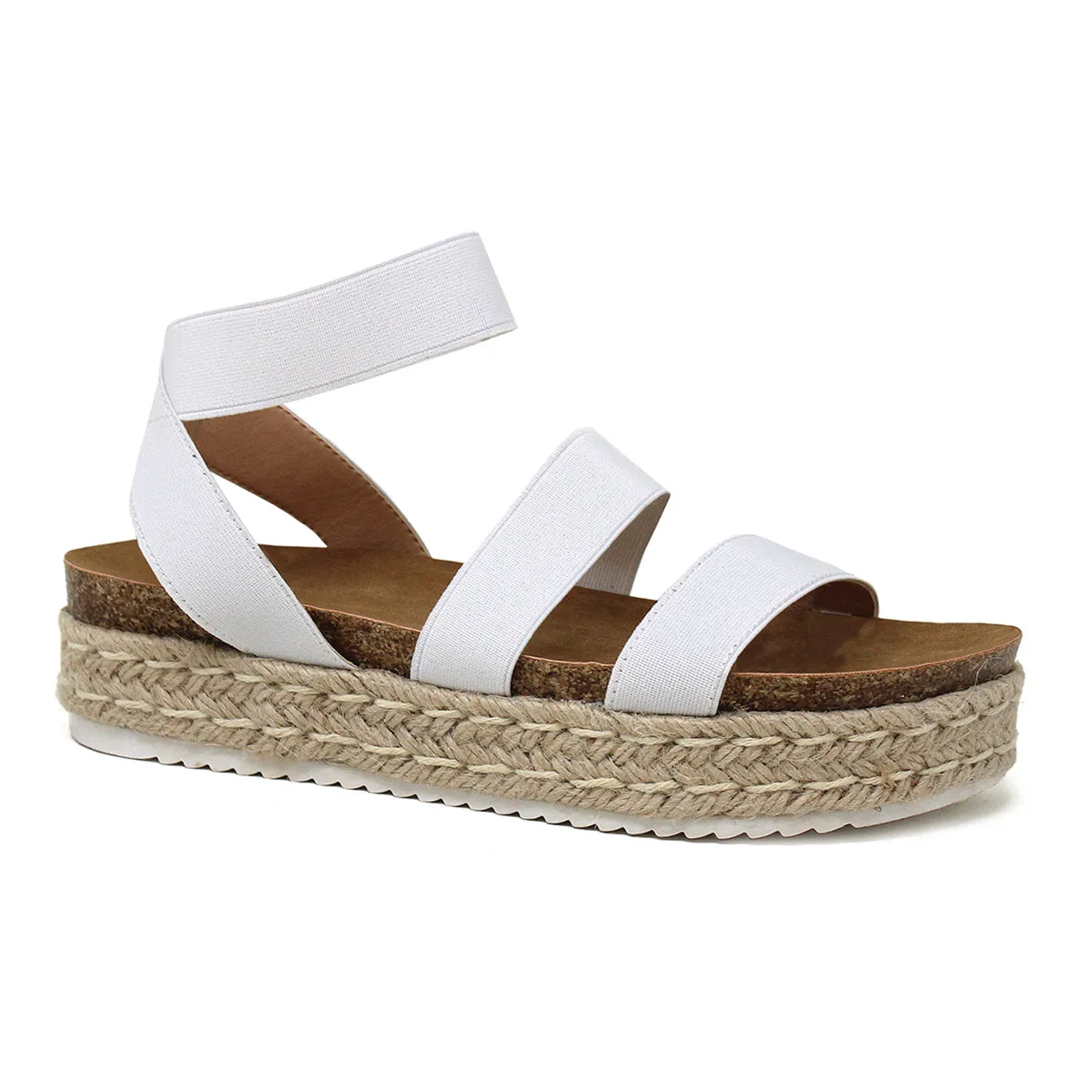Womens Chiara-10 Elastic Ankle Strap Open Toe Sandals Espadrille Platform Sandal