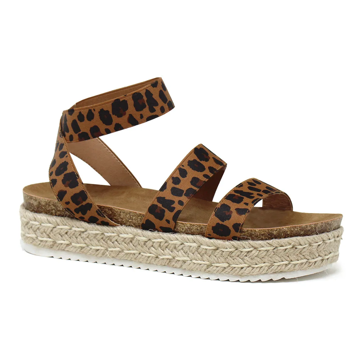 Womens Chiara-10 Elastic Ankle Strap Open Toe Sandals Espadrille Platform Sandal