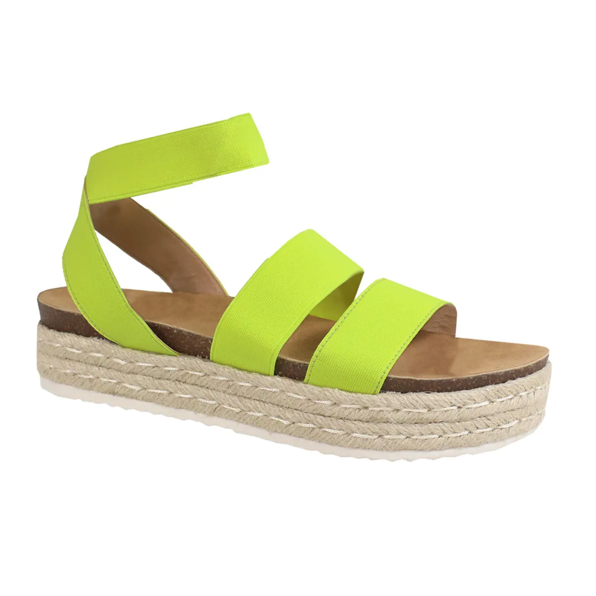 Womens Chiara-10 Elastic Ankle Strap Open Toe Sandals Espadrille Platform Sandal