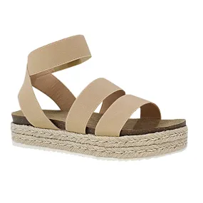 Womens Chiara-10 Elastic Ankle Strap Open Toe Sandals Espadrille Platform Sandal